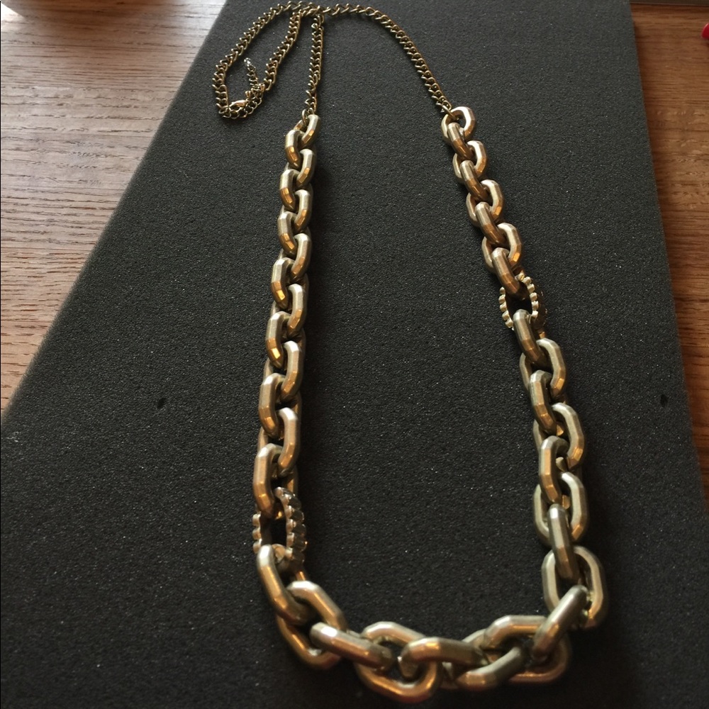 Large Goldtone Link Long Necklace