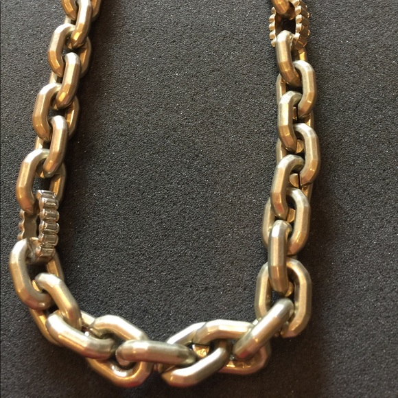 Large Goldtone Link Long Necklace - Picture 2 of 4