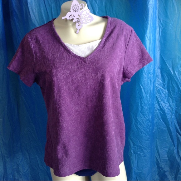 croft & barrow Tops - Croft and Barrow Lace look Tee