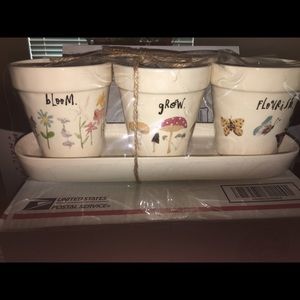 Rae Dunn planter pots and tray