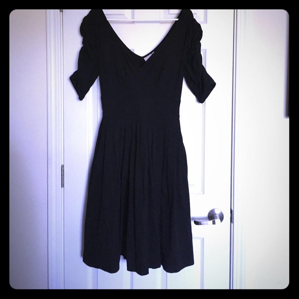 eShakti Black Fit n Flare Dress