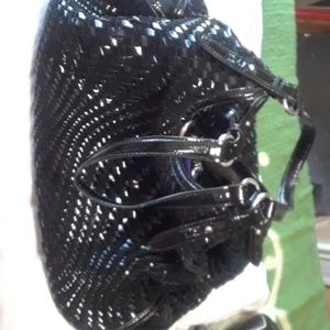 19" Cole haan black woven leather tote