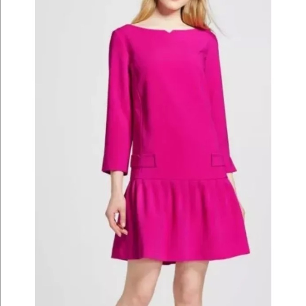 Drop Waist Fuschia Dress XL Victoria Beckham NWT