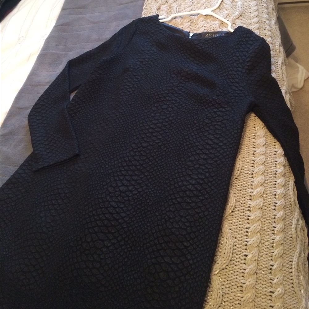 Black textured shift dress