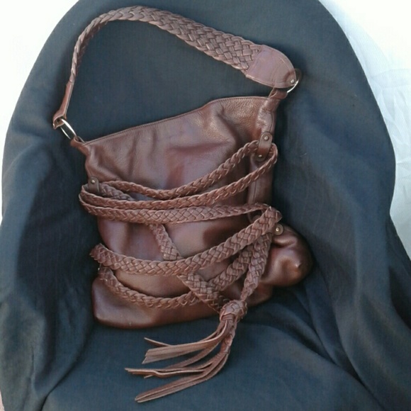 GOLDEN BLEU Handbags - GOLDENBLEU "DELIA BRAID", BURGUNDY LEATHER TOTE
