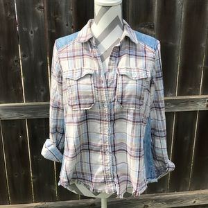 Free People Flannel/Blue Jean button down