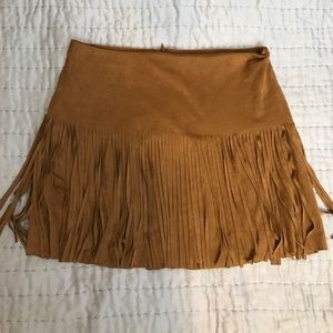 Fringe suede skirt