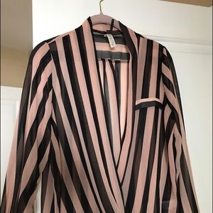 Blush and Black Striped Blouse