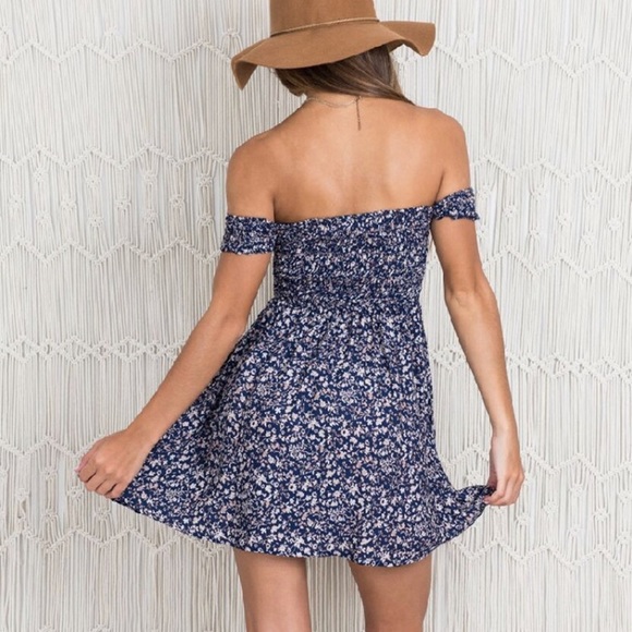 ❁ Floral Off Shoulder Dress - Picture 3 of 8