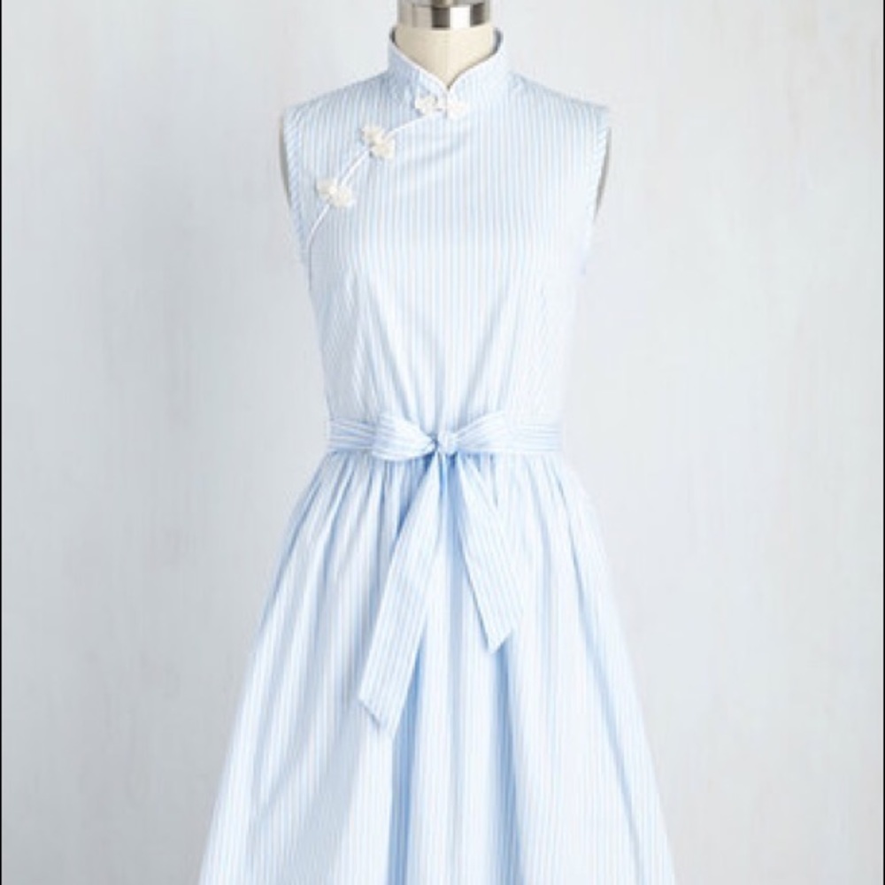 Modcloth blue and White striped midi dress.