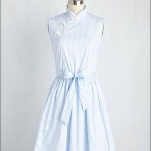 Modcloth blue and White striped midi dress.