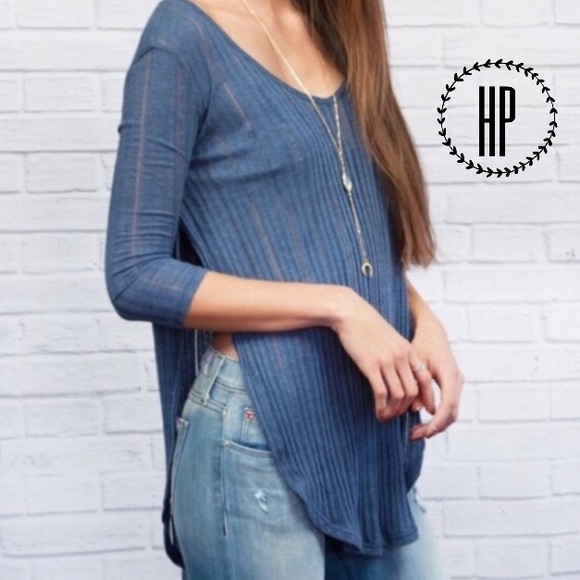 Free People Tops - NWOT Free People Astoria Hacci Top Denim Blue XS