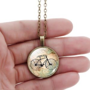 🔴Bicycle Vintage Glass Cabochon Necklace