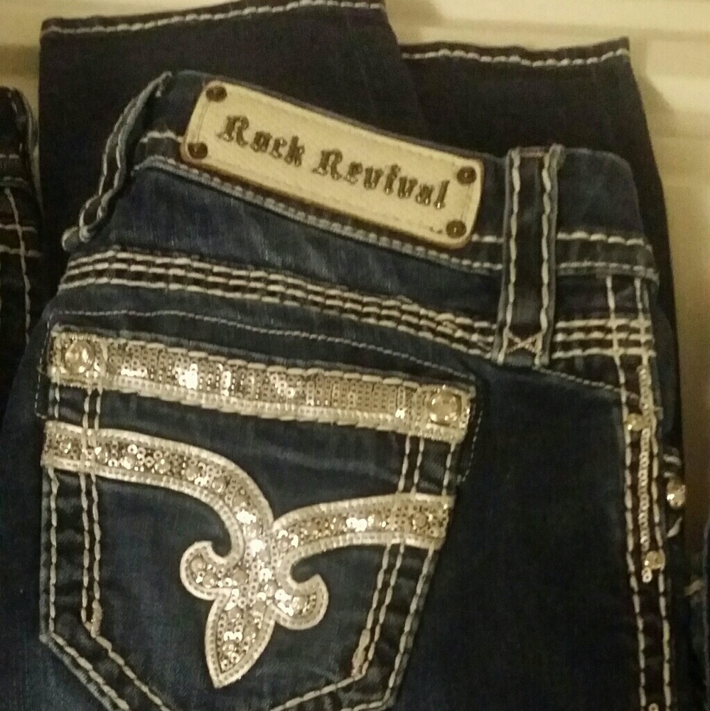 Rock Revival Sherry  Silver  straigh jeans, 26x32