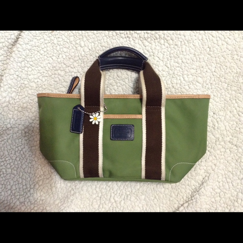 Coach small olive green tote