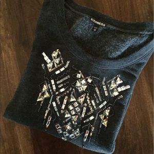 •EXPRESS• Dk Grey Beaded/Sequined Sweatshirt