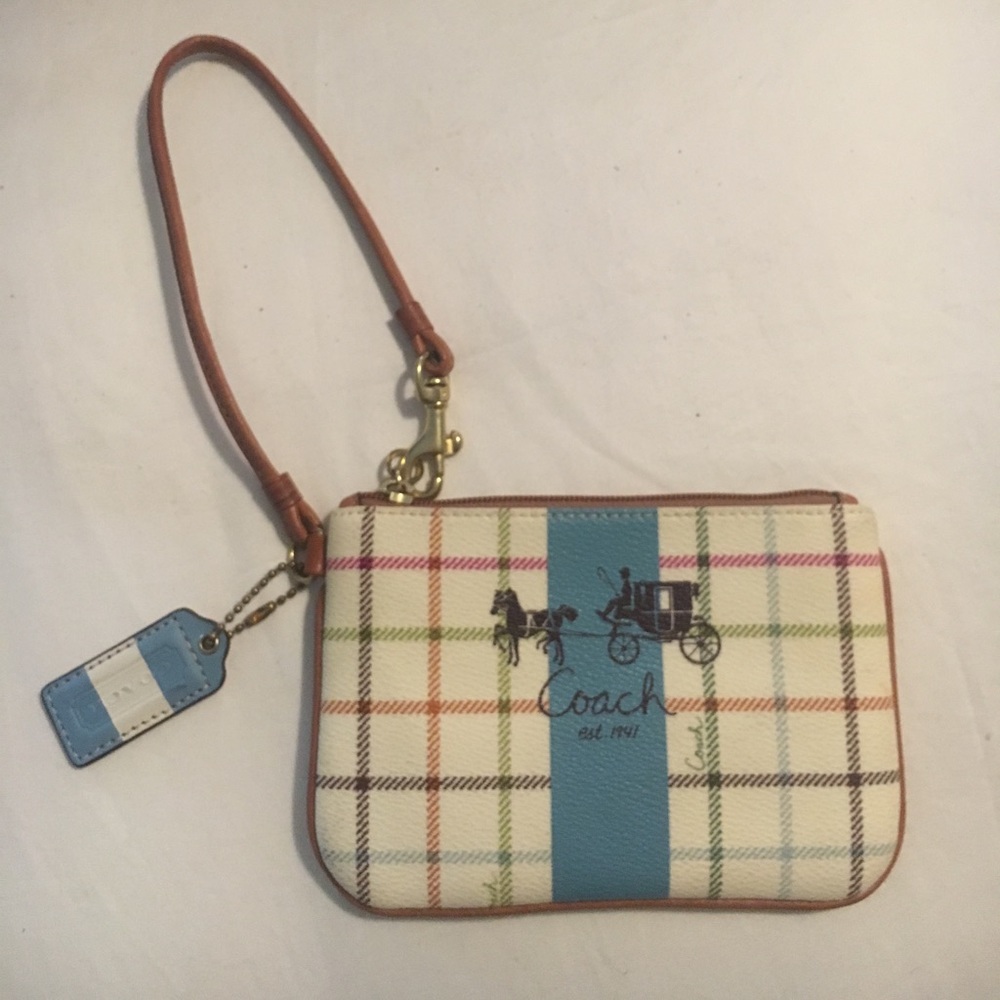 Checkered Multicolor Coach Wristlet OBO