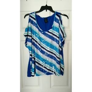 Cold-Shoulder Plus Size Sparkle Top