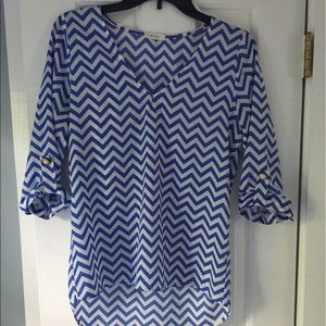 Blue Chevron 3/4 Sleeve Shirt