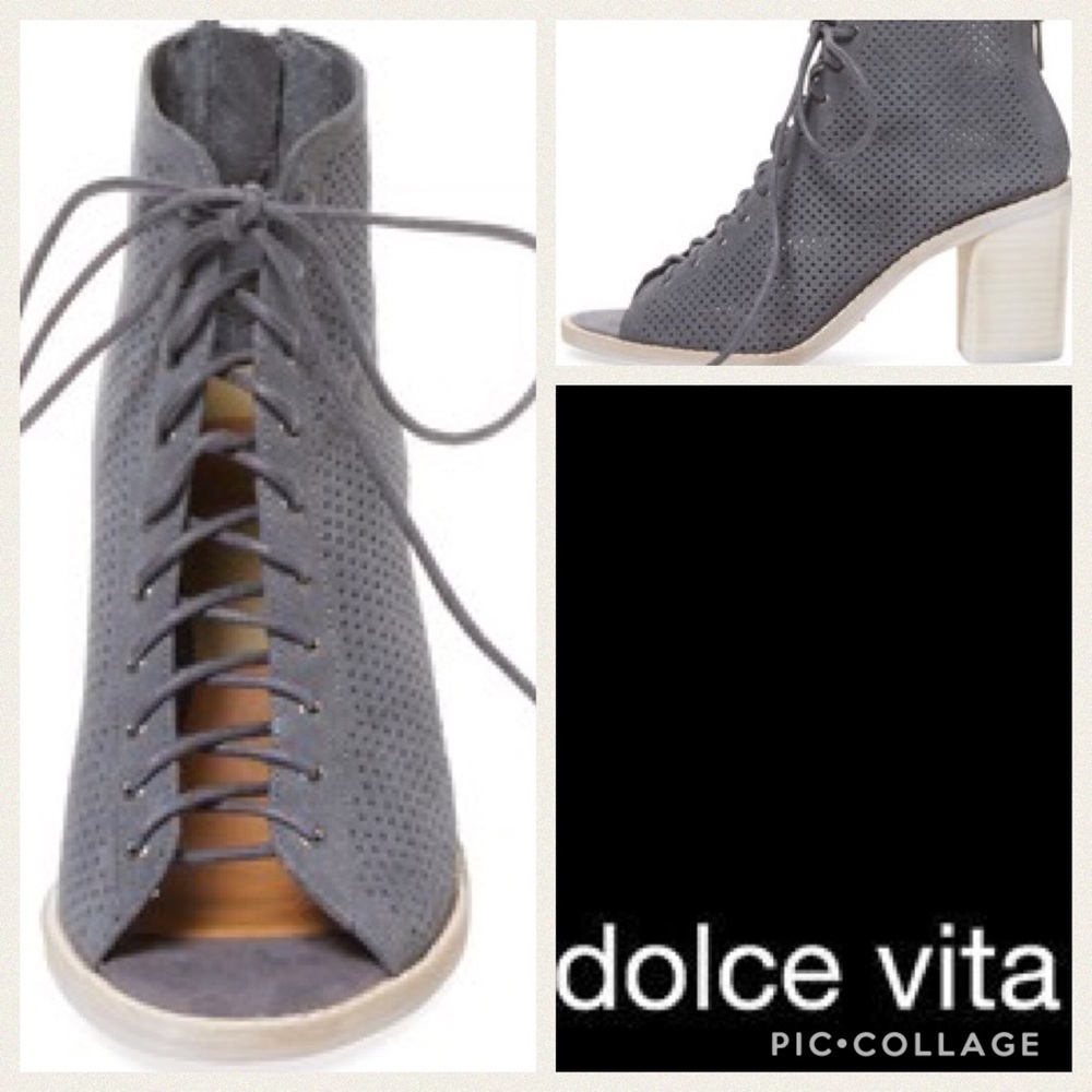 Dolce Vita Monroe Perforated Lace Up Bootie {Gry}6