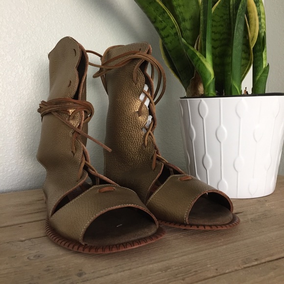 Anthropologie Shoes - Gold Roman Bootie