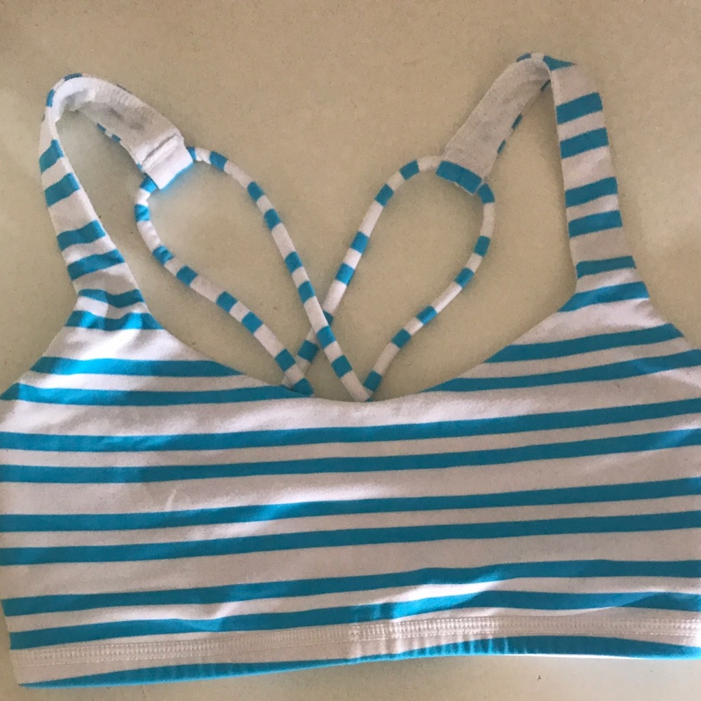 Lululemon blue and white striped sports bra