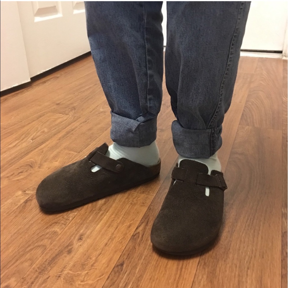 Brown birkenstock clogs