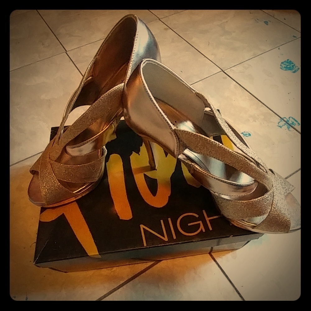 Gold sparkly heels