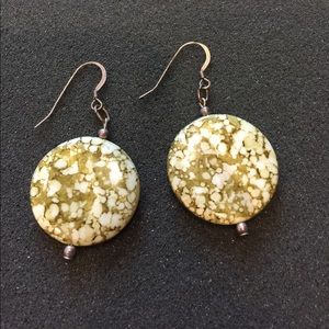 Handcrafted Polished Stone Disc Earrings