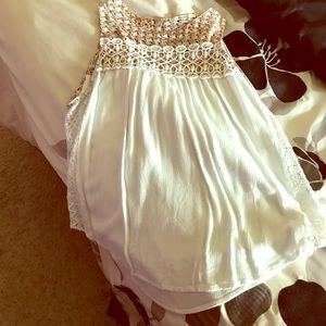 White Miss Me top with design on the back.