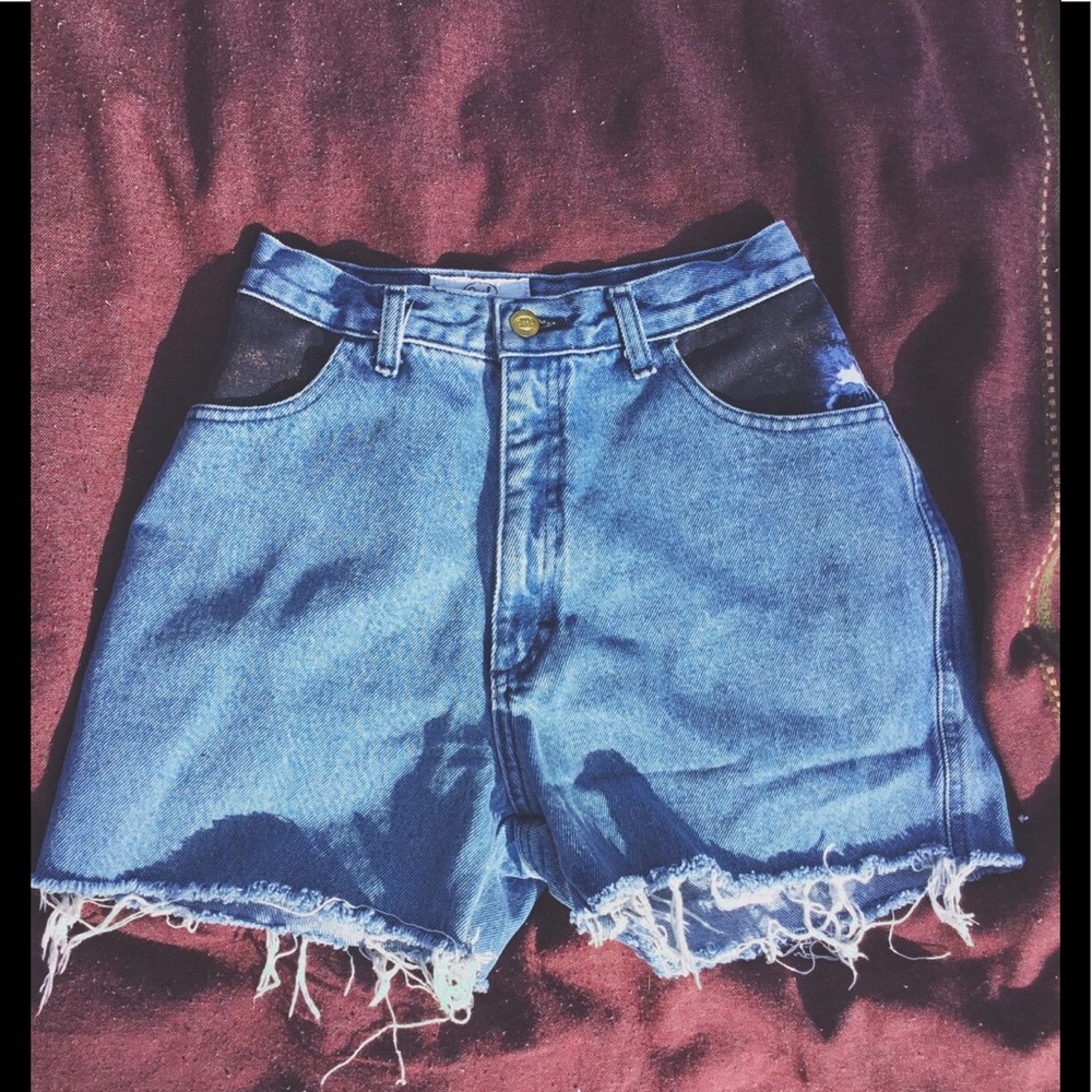 Shimmer high waisted distressed cutoffs 26"