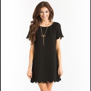 NEW WITH TAGS black scallop shift dress