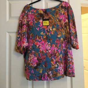 NWT St. John floral silk top
