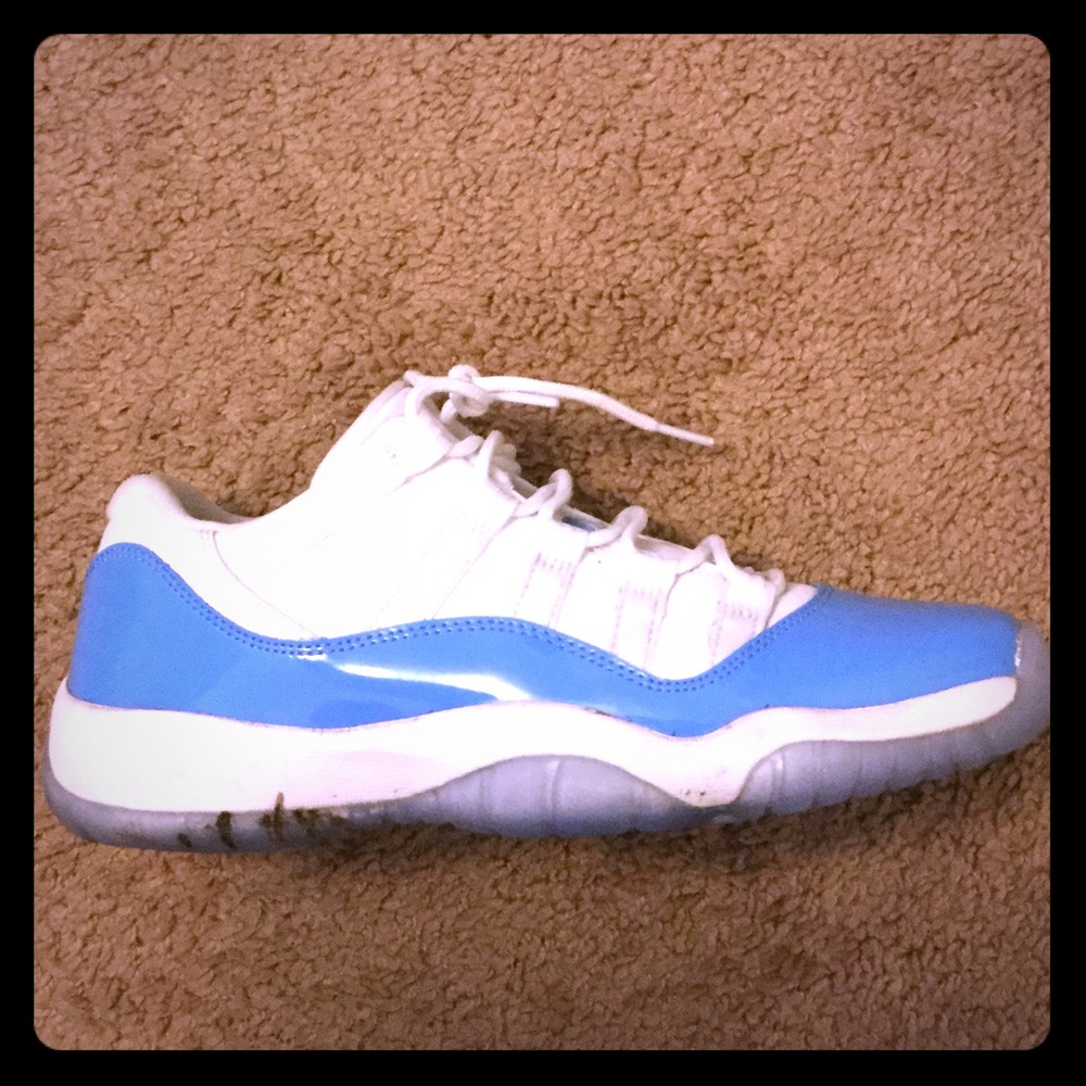 Blue and white Jordan 11's