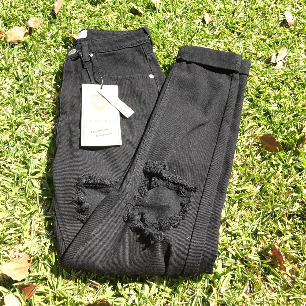 Ripped Black Mom Jeans (size 2)