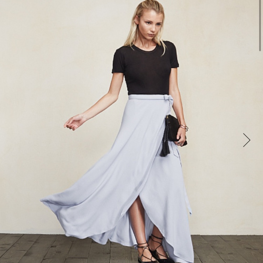 REFORMATION brand new Petites Nessy Skirt Blue Jay