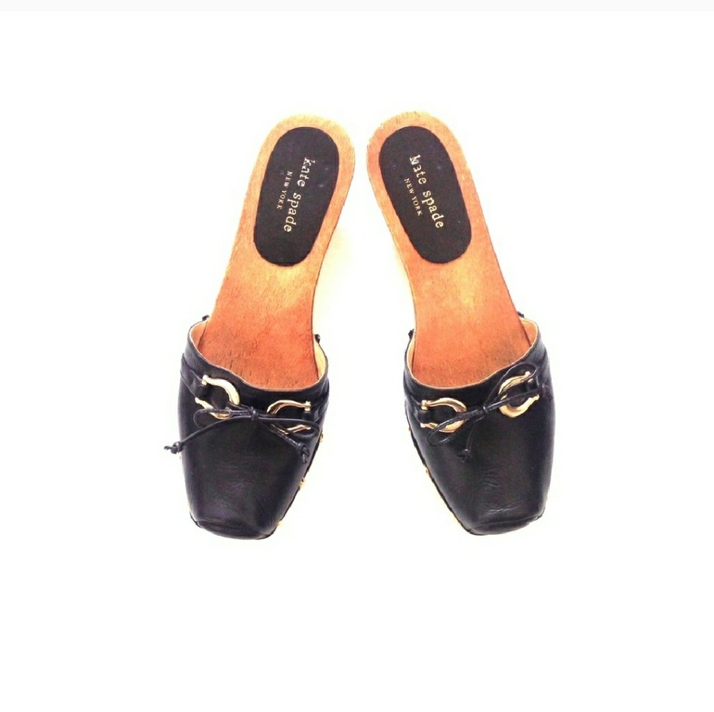 Kate Spade black leather studded clogs size 7