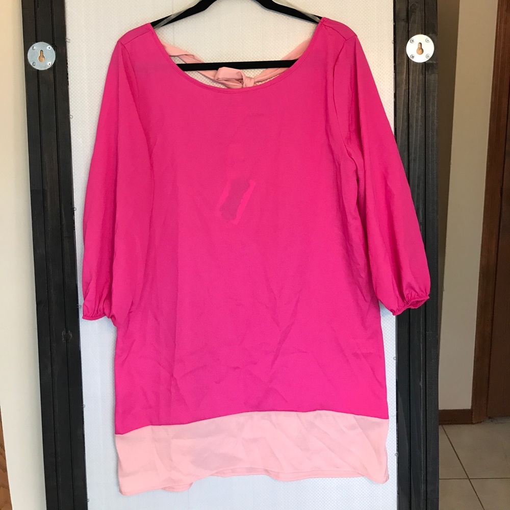 Color Block Bow Back Tunic Dress