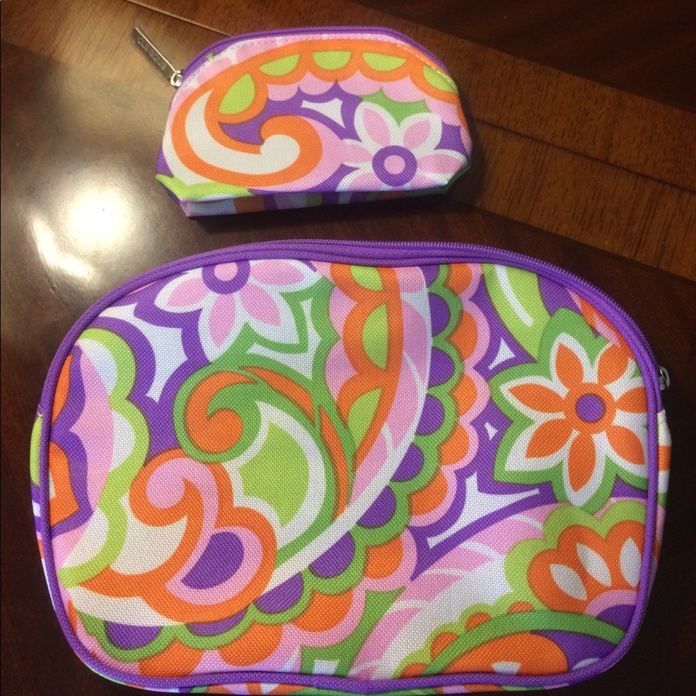 Clinique paisley zippered cosmetic travel bags