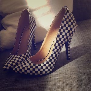 Black and White Checkered Pumps