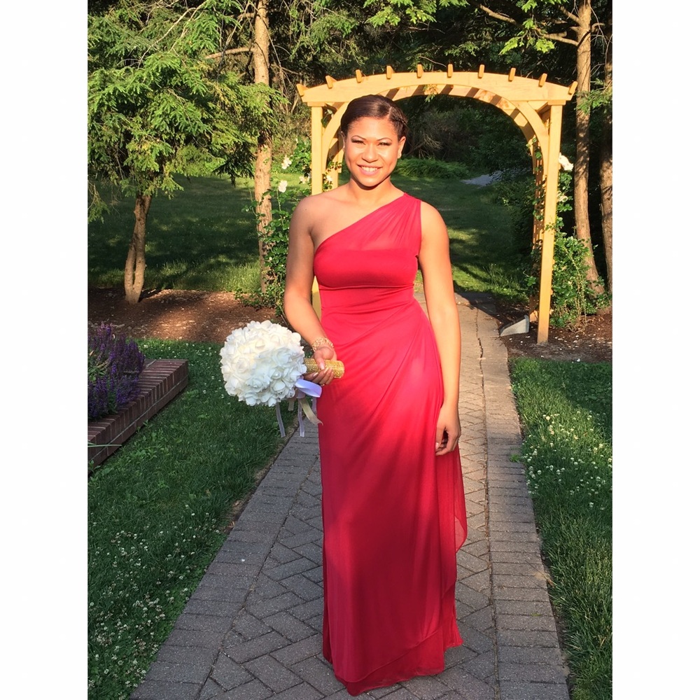 Womens Red Formal Bridesmaid Dress Gown
