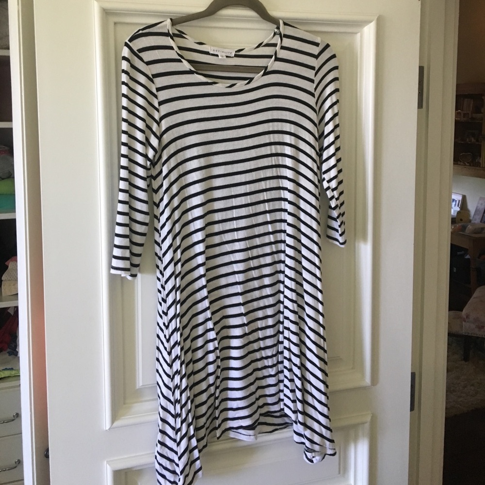 Black and white striped casual dress.