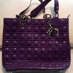 Christian Dior purple patent leather purse