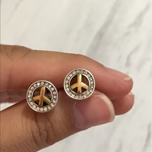 Brighton silver peace sign post earrings