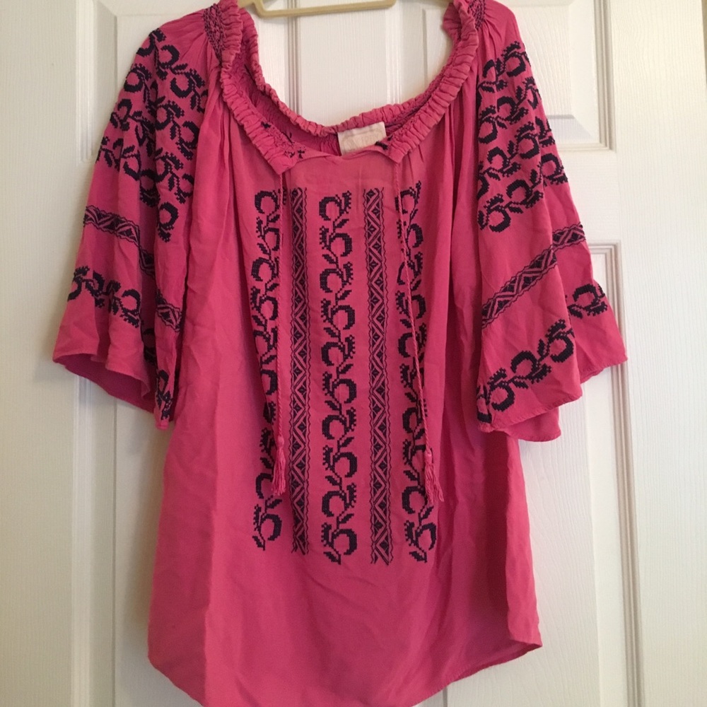 pink off the shoulder top
