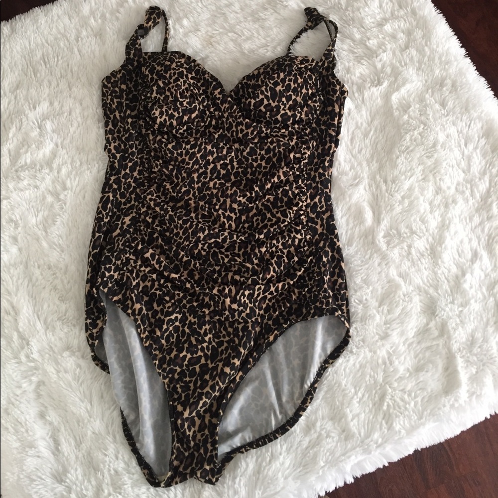 One piece swimsuit, leopard print