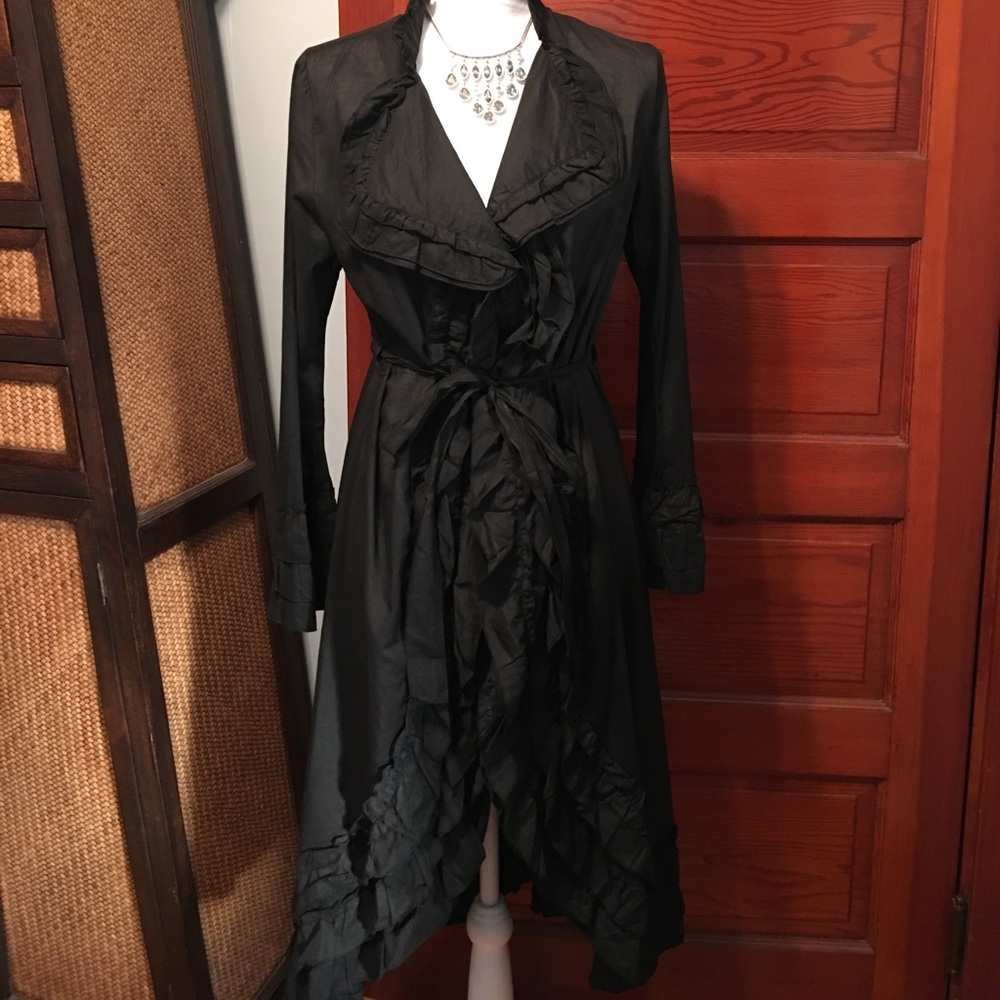 NWT Black ruffle jacket/ duster