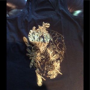 Alexander Mc Queen Embroidered Black Tank Sz42