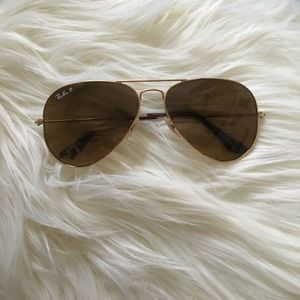 Gold Rayban polarized Aviators