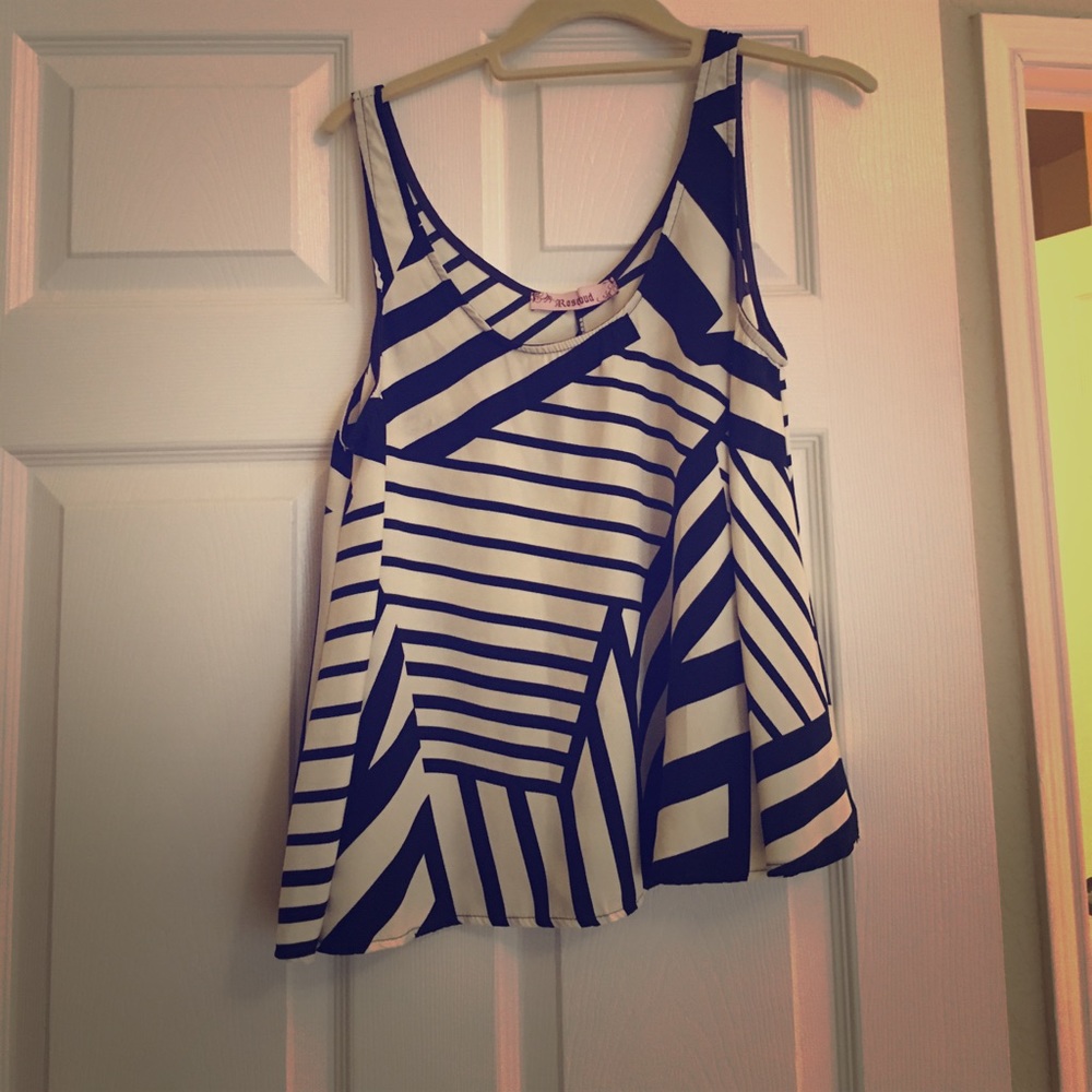 navy blue and cream top